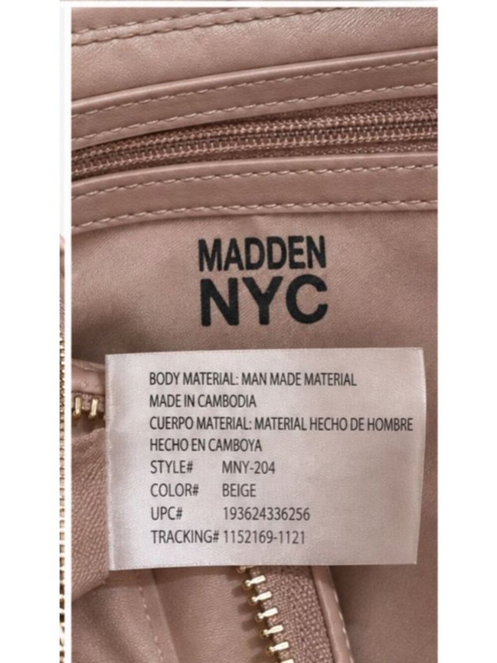 Madden NYC Beige Crossbody Bag Braided Handle Faux Leather Purse MNY-204 NWOT - Picture 9 of 10